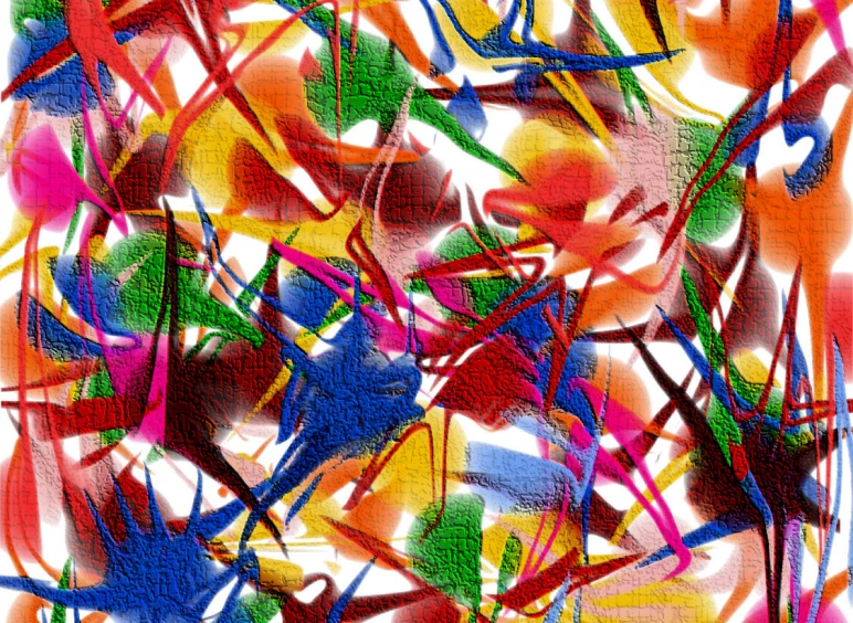 Colorful abstract painting with dynamic brushstrokes